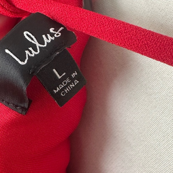 Lulu’s Red Lace Up Back Be My Date Deep V Maxi Dress 10 12 Large - Picture 9 of 9